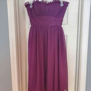 Women's size 2, purple chiffon, strapless special occasion dress. Padded bust